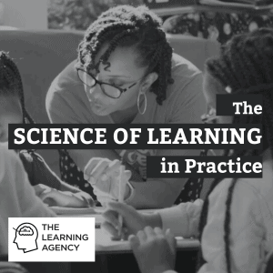 Cover of Science of Learning report showing a teacher leaning over a desk