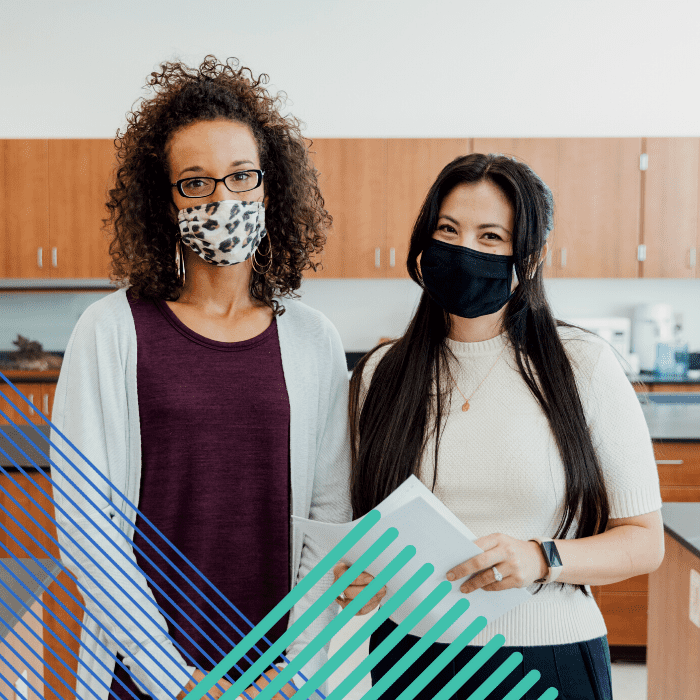 two teachers wearing masks