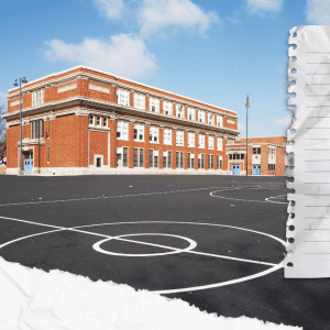 Chicago schoolground with paper edge overlay