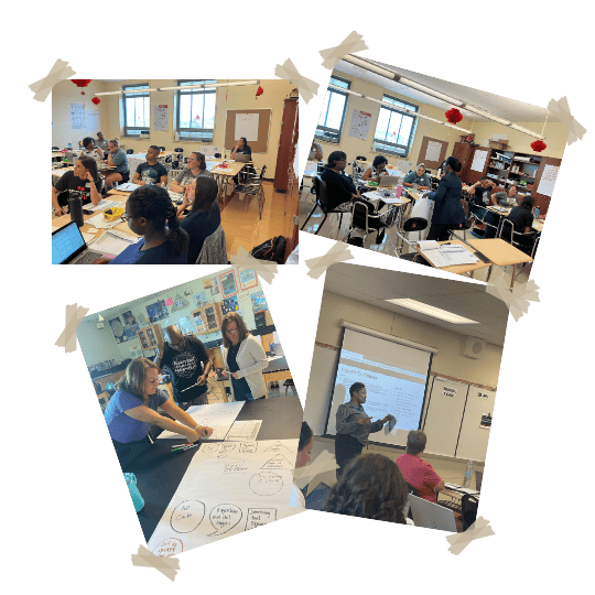 Collage of teachers engaged in a professional learning day