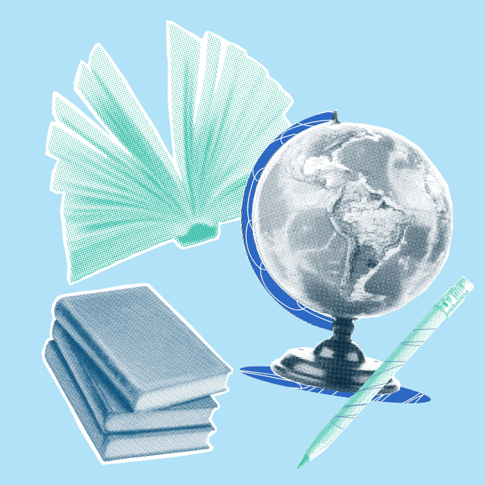 Collage of school items