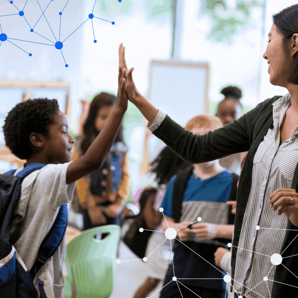 teacher and student high-five